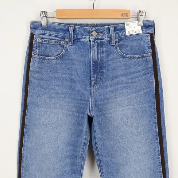 J.Crew Mid Rise Relaxed Straight Jean with Suede Stripe Size 27 NWT - Picture 3 of 9